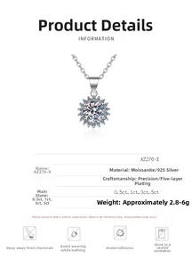 Dettaglio ciondolo girasole in moissanite in argento 925 con placcatura a cinque strati