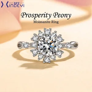 Luxury 925 Sterling Silver Moissanite Ring For Women Flower Design Engagement Wedding Ring Sparkly Zirconia Jewelry Gift