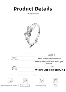 Detail view of S925 sterling silver criss-cross ring featuring moissanite stones