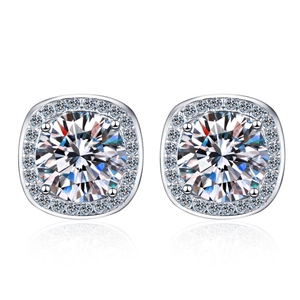 Elegante S925 Silber Halo Ohrstecker mit brillantem Rundschliff Moissanit Stein