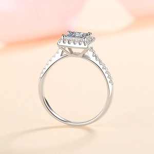 925 sterling silver princess cut 1 carat moissanite halo ring with pavé diamonds