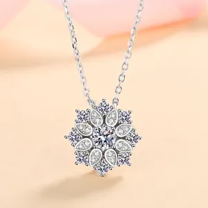 Collier Pendentif Tournesol en Argent Sterling S925 pour Femme Moissanite 0,5ct Zirconia Bijoux Floraux Étincelants Cadeau