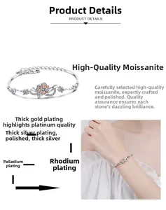 Détail du bracelet rose en moissanite montrant le placage multicouche en argent et rhodium