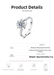 S925 silver moissanite ring specifications with 0.5ct stone and 5-layer plating