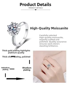 Détail du placage en platine multicouche sur la bague en argent S925 moissanite
