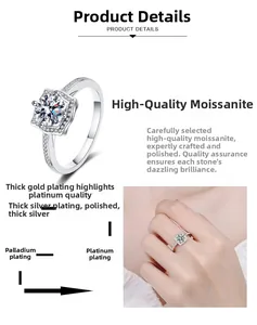 Detailed view of S925 silver moissanite ring showing multi-layer rhodium plating process