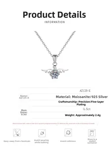 Details der S925 Silber Engelsflügel-Halskette mit 0,5ct Moissanit-Anhänger-Parametern