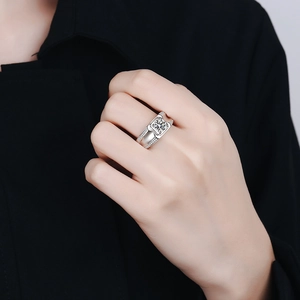 Men's 925 sterling silver ring with 1 carat square cut moissanite and micro-pave setting