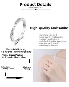 Detail showing 4-layer electroplating process on a S925 sterling silver moissanite ring