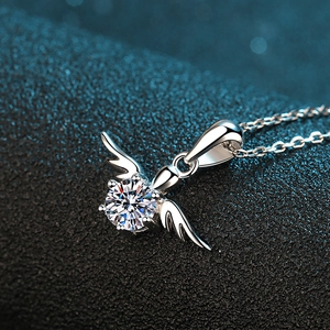 S925 Sterlingsilber Engelsflügel Anhänger Halskette Für Damen Moissanit Zirkonia Eingelegt Mode Minimalistischer Schmuck Geschenk
