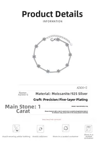Detail specifications of 1 carat moissanite star bracelet in polished 925 silver