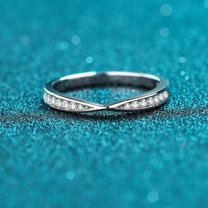 S925 Sterling Silver Ring For Women Minimalist Cross V-Shaped Wishbone Pave Moissanite Finger Ring Elegant Jewelry Gift