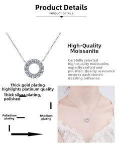 Close-up of S925 silver moissanite pendant necklace with layered plating on model