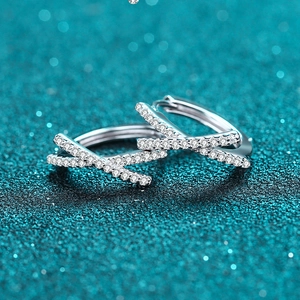 Elegant S925 sterling silver crisscross hoop earrings with sparkling moissanite stones
