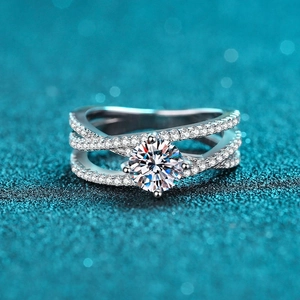 925 Sterling Silver Ring For Women Luxury Cross Hollow Fashion Jewelry Moissanite Zirconia Layered Finger Ring Wedding Gift