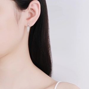 Elegant S925 sterling silver triangle drop earrings with micro-set moissanite stones