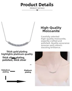 Macro detail of smiley moissanite necklace showing multi-layer silver plating and rhodium finish