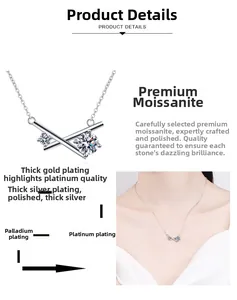 Détail du pendentif croisé en argent S925 avec moissanite et couches de placage poli
