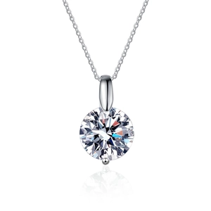 Elegant S925 silver moissanite necklace with round brilliant cut diamond pendant