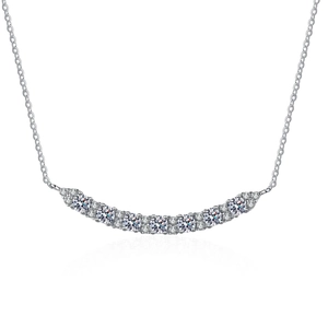 Elegant 925 sterling silver smile necklace featuring sparkling curved moissanite stones