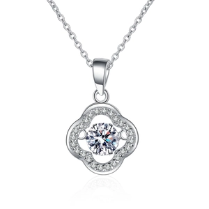 Elegant S925 sterling silver necklace with sparkling hollow flower moissanite pendant
