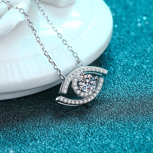 925 Sterling Silver Evil Eye Pendant Necklace For Women Moissanite Zirconia Dainty Cable Chain Fashion Luxury Commuter Jewelry