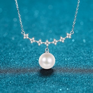 Elegant S925 Sterling Silver Clover Pendant Necklace For Women With Freshwater Pearl And Moissanite Minimalist Jewelry