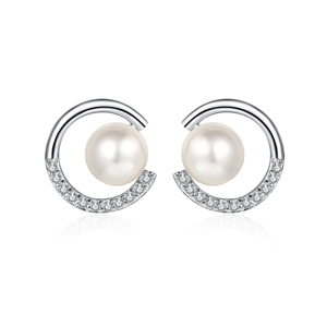 Élégantes boucles d'oreilles en argent S925 avec perles d'eau douce et zircons brillants