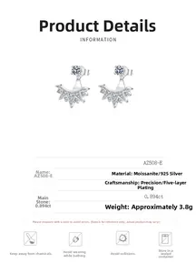 Détails des boucles d'oreilles flocon en argent 925 avec spécifications moissanite 0,894ct