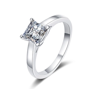Elegant S925 sterling silver ring featuring a princess cut moissanite with four-prong setting