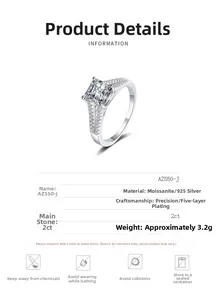 Detailed view of square Asscher cut moissanite ring with S925 silver micro-pave band