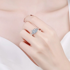 Elegant S925 sterling silver ring with 3-carat square moissanite and side stones