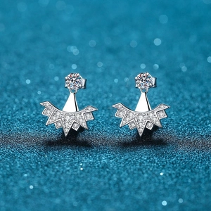 Boucles d'Oreilles Clous en Argent Sterling 925 Flocon de Neige Moissanite pour Femmes Bijoux Géométriques Élégants