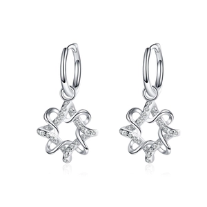 Elegant S925 sterling silver hoop earrings with geometric star pendants and moissanite