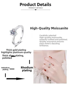 Detail of moissanite ring with multi-layer plating and elegant twist band design