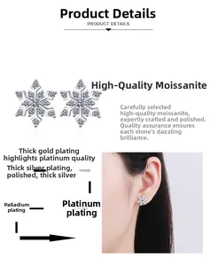 Detail showing multilayer gold plating process and Moissanite snowflake earrings