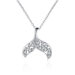 Elegant S925 sterling silver mermaid tail necklace featuring sparkling moissanite stones