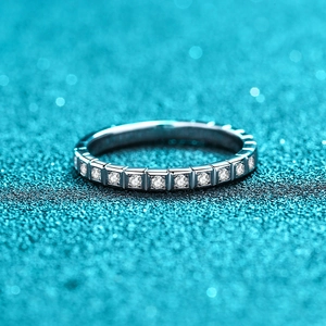 Elegant S925 sterling silver half eternity ring with moissanite pave setting for women