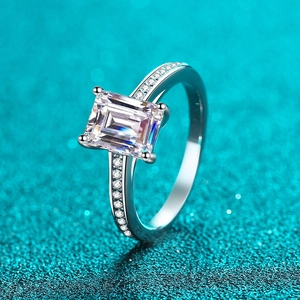 925 Sterling Silver Moissanite Zirconia Ring For Women Emerald Radiant Cut Engagement Wedding Elegant Jewelry Ring