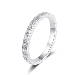 Elegant S925 sterling silver ring featuring a half band of sparkling moissanite stones
