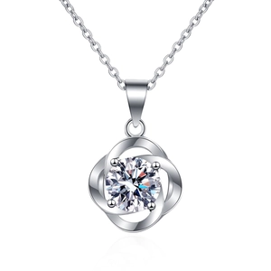 Collana in argento sterling 925 con pendente in moissanite da 1 carato e design floreale