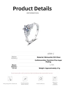 Detail of S925 silver ring with 1ct moissanite and twisted band design, model AZ586-J