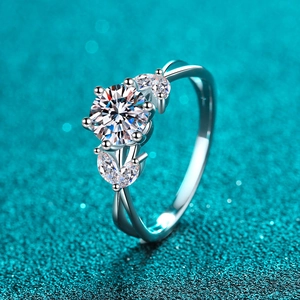925 Sterling Silver Ring For Women Floral Moissanite Zirconia Wedding Engagement Simple Exquisite Finger Jewelry