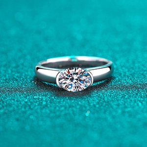 925 Sterling Silver 1.5ct Oval Moissanite Ring Minimalist European Style Solitaire Engagement Wedding Ring For Women Jewelry
