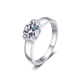 Minimalist S925 sterling silver ring featuring a large oval cut moissanite stone