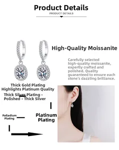 Macro detail of S925 silver moissanite hoop earrings showing multi-layer plating and texture