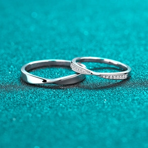 S925 Sterling Silver Moissanite Couple Rings Minimalist Mobius Twist Band Rings For Men Women Wedding Anniversary Jewelry
