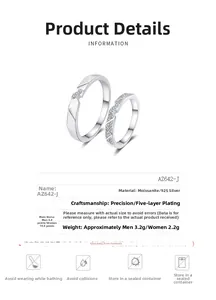 Detail showing S925 sterling silver moissanite couple rings with geometric faceted design