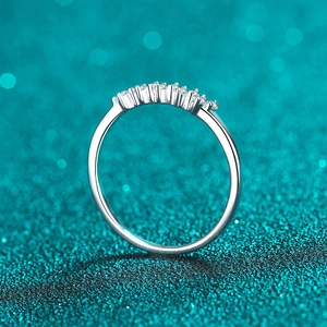 Exquisite S925 sterling silver moissanite ring featuring a delicate row of sparkling stones