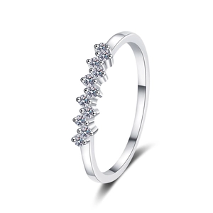Elegant S925 sterling silver moissanite ring with interlaced wave design and sparkling gems